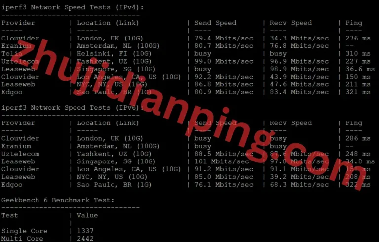 野草云(yecaoyun)香港AMD VPS-iperf3节点测试数据