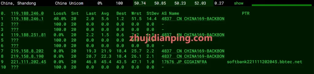 StarryDns日本东京夏季促销VPS-联通去程