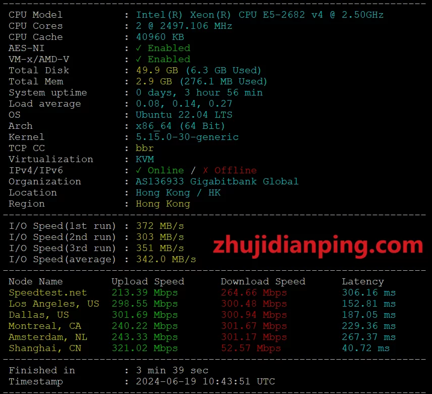 uuuvps香港BGP大带宽vps-主机配置