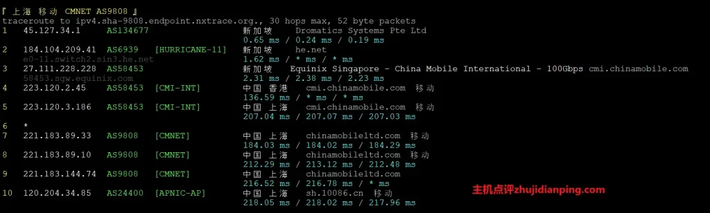 orangevps新加坡VPS测试-上海移动回程