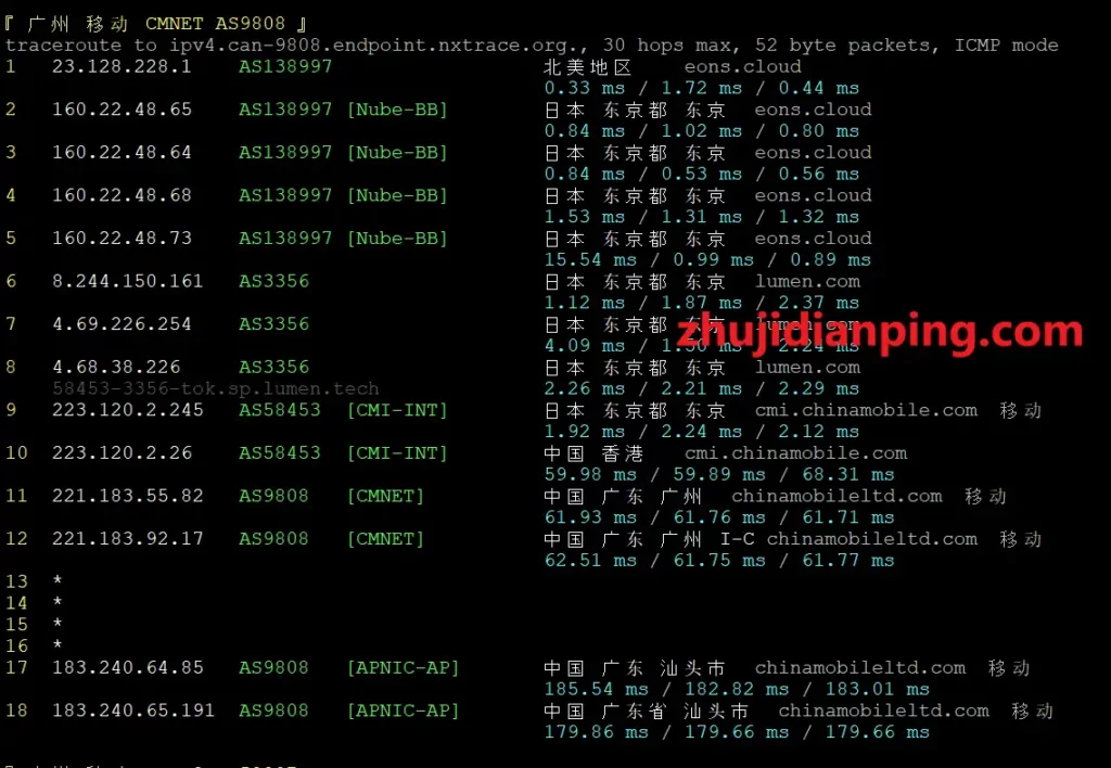 niihost日本VPS-广州移动回程