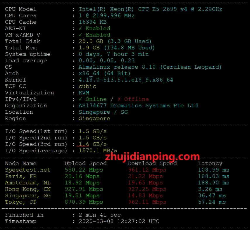 OrangeVPS怎么样?香港KVM VPS测评 - 主机点评 OrangeVPS~香港VPS主机配置