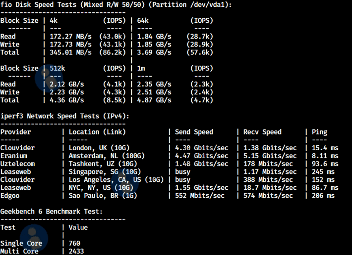 Nolimithost怎么样?德国VPS测评数据 - 主机点评 德国vps-iperf3部分节点测试