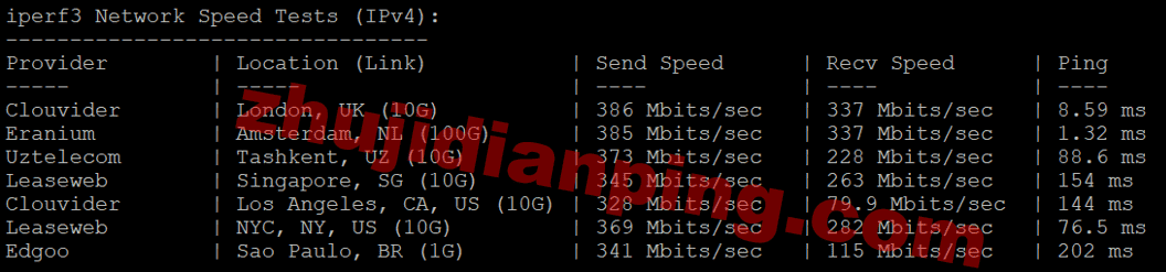 Saltyfish-荷兰VPS-iperf3部分节点测试
