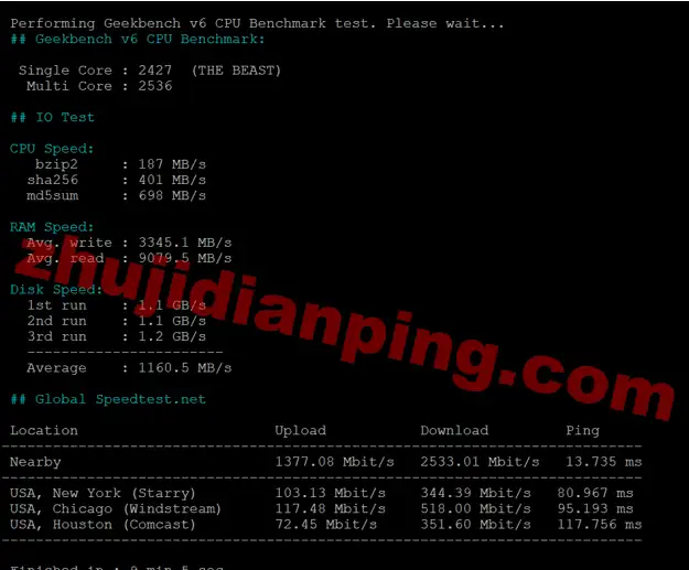 servitro-德国VPS-speedtestnet国际部分节点测试
