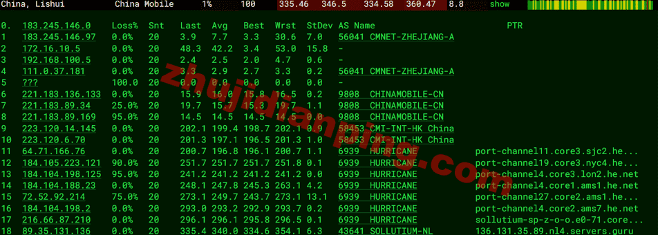 serversguru-荷兰vps-移动去程
