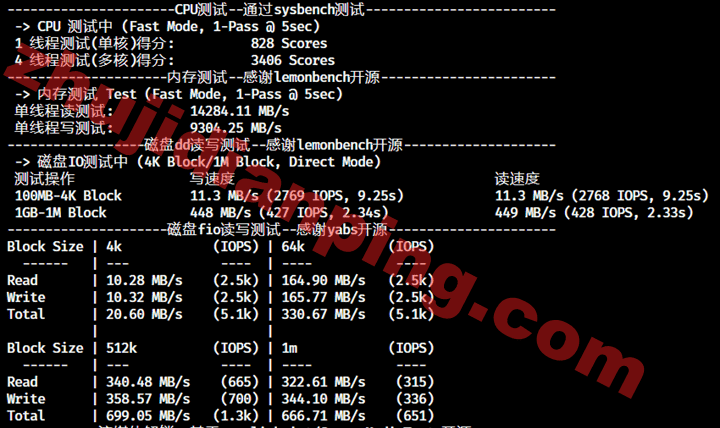 美国CUII&CMIN2-CPU内存硬盘dd读写测试