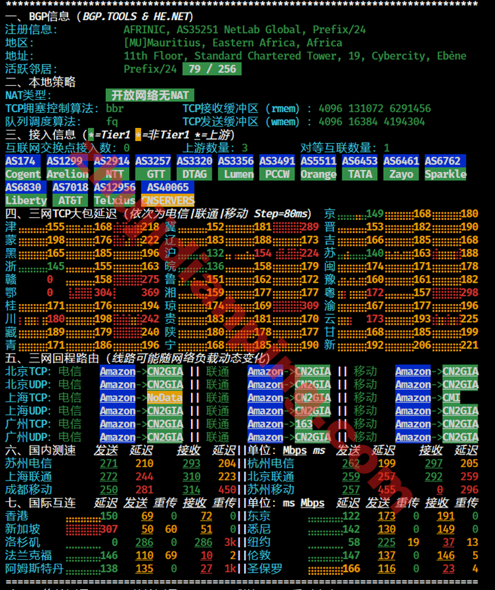 美国CN2 GIA VPS-IPv4网络质量测试