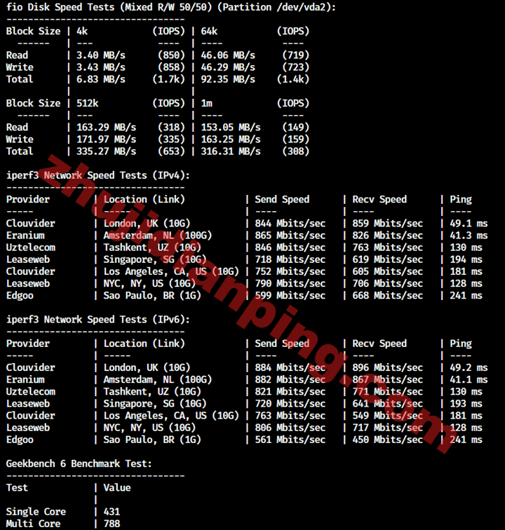 土耳其VPS-iperf3部分节点测试
