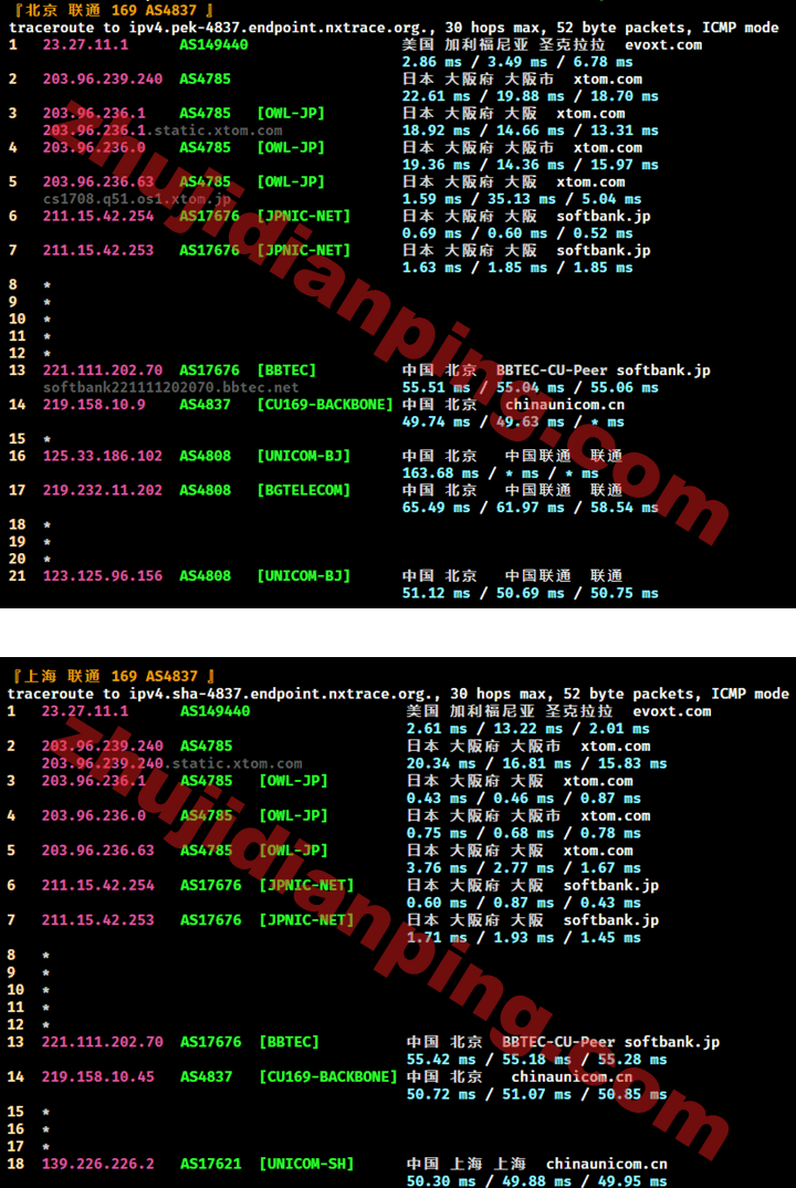 日本VPS-北京上海联通回程