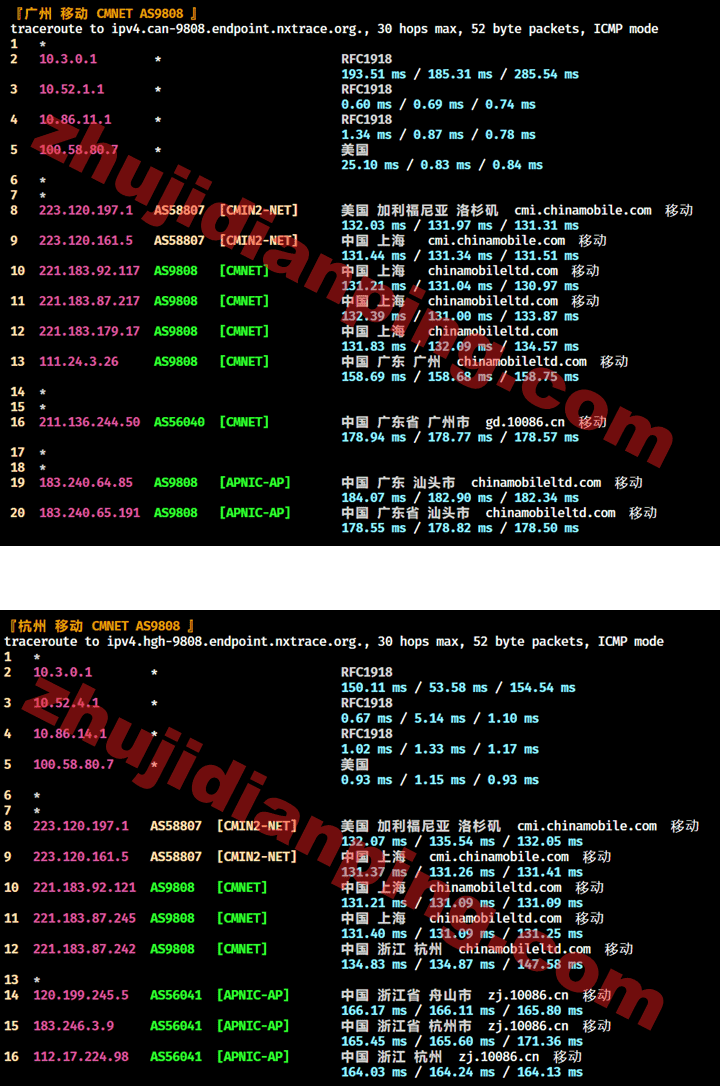 美国CUII&CMIN2-广州杭州移动回程