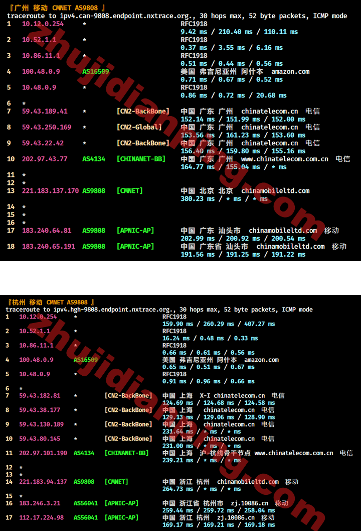 美国CN2 GIA VPS-广州杭州移动回程