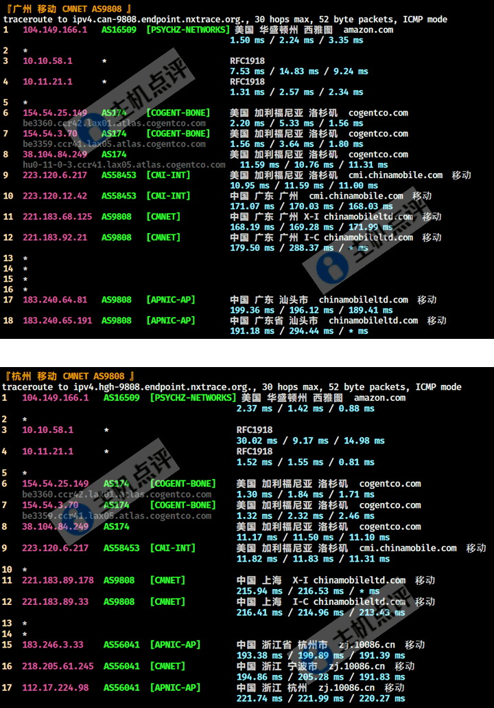 洛杉矶VPS-广州杭州移动回程