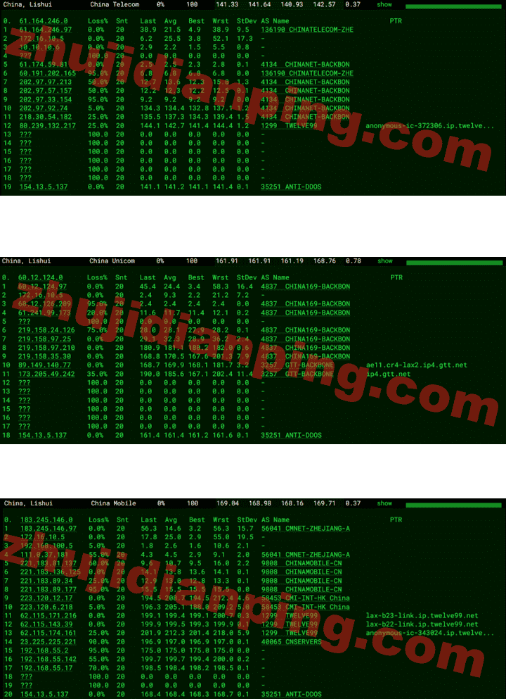 美国CN2 GIA VPS-电信联通移动去程