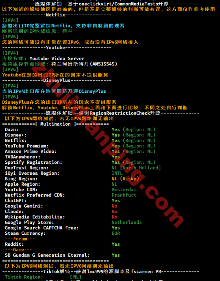 搬瓦工_荷兰DC2机房VPS-流媒体解锁测试